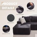 L-Shape Modular Sofa with Chaise - Grey Stripe