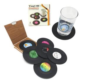 Retro Vinyl Record Coaster Set - 6 Pieces