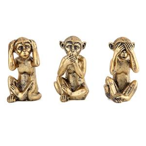 Gold Three Wise Monkeys Figurine for Home Decor