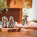 Gold Three Wise Monkeys Figurine for Home Decor