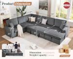 Jocisland 130" Corduroy Grey Sofa Bed with Storage