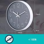 Gray 12" Silent Battery Operated Wall Clock