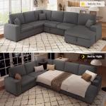 Jocisland 130" Corduroy Grey Sofa Bed with Storage