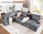 Jocisland 130" Corduroy Grey Sofa Bed with Storage