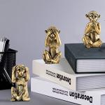 Gold Three Wise Monkeys Figurine for Home Decor