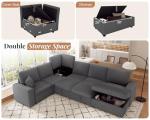Jocisland 130" Corduroy Grey Sofa Bed with Storage