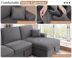 Jocisland 130" Corduroy Grey Sofa Bed with Storage