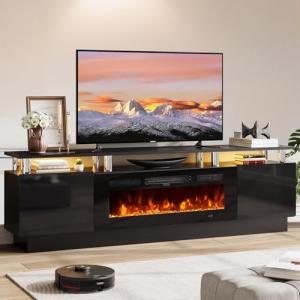 OneBlis 70" Modern TV Stand with Electric Fireplace