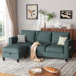 SUNLEI Space-Saving L-Shaped Sectional Couch, Grey
