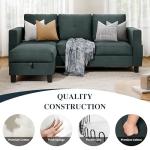 SUNLEI Space-Saving L-Shaped Sectional Couch, Grey