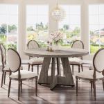 47-Inch Round Wood Dining Table for 4-6