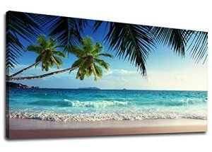 Ocean Waves Canvas Art with Coconut Trees