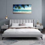 Ocean Waves Canvas Art with Coconut Trees