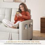 55" Convertible Sofa Bed, 3-in-1 Sleeper Couch