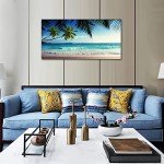 Ocean Waves Canvas Art with Coconut Trees