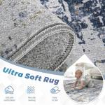 Modern Abstract Area Rug in Blue and Gray