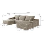 Plush U-Shaped Corduroy Modular Sofa with Ottoman