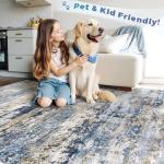 Modern Abstract Area Rug in Blue and Gray