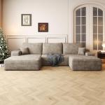 Plush U-Shaped Corduroy Modular Sofa with Ottoman