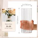 8-Inch Clear Ribbed Glass Cylinder Vases