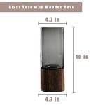 Wood and Glass Vase, 10" H, Classic Boho Style