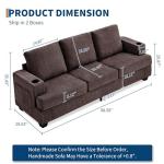 Modern 89-Inch Brown 3-Seater Sofa with Storage