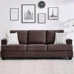Modern 89-Inch Brown 3-Seater Sofa with Storage