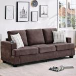 Modern 89-Inch Brown 3-Seater Sofa with Storage