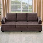 Modern 89-Inch Brown 3-Seater Sofa with Storage