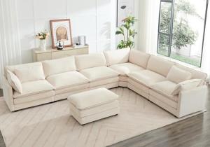 150" Modular Sectional Cloud Couch with Pillows