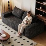 Fluffy 3-Seater Corduroy Couch with Wide Armrests