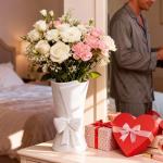 White Ceramic Bow Vase for Cute Flower Arrangements