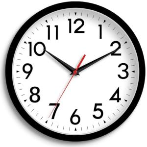 DAXSMY 8 Inch Silent Analog Wall Clock - Black