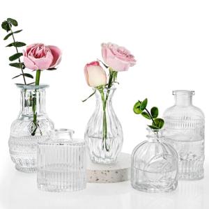 Set of 5 Vintage Glass Bud Vases