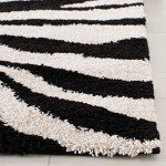 Off-White Hand-Woven Ivory/Black Shag Rug 3'3 x 5'3