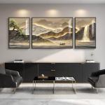 Framed Mountain Landscape Art Set - 3 Pieces