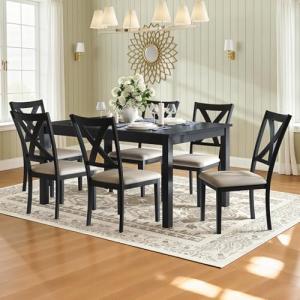LUXOAK 7-Piece Farmhouse Dining Table Set