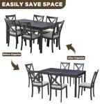 LUXOAK 7-Piece Farmhouse Dining Table Set
