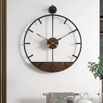 DAYDAYART Modern Wood Walnut Dial Wall Clock, Large Simple Wall Decor Metal Frame Silent Non Ticking Clock for Living Room Decor, Kitchen, Bedroom, Study Decoration, Handmade Home Gift Idea, 15.8 in