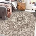TOPRUUG Washable Oriental Area Rug - 5x8 Rugs for Living Room Soft Carpet for Bedroom Waterproof Floral Distressed Indoor Stain Resistant Non-Shedding Floor Carpets (Beige, 5x8)