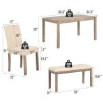 Zevemomo 6-Piece Solid Wood Dining Table Set, Including 1 Dining Table, 4 Upholstered Chairs and 1 Bench, Wooden Legs Dining Table Set for Dining Room, Kitchen, Restaurant, Brown