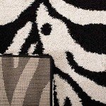 Off-White Hand-Woven Ivory/Black Shag Rug 3'3 x 5'3