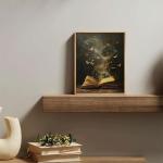 Framed Moody Victorian Bookish Wall Art Dark Academia Library Canvas Wall Decor Picture Vintage Reading Nook Butterfly Aesthetic Painting Poster Print for Gallery Library Bookstore Decoration 8x10in