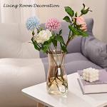 Glass Vases for Flowers, 8 Inch Tall Ins Modern Irised Crystal Clear Glass Vases for Centerpieces Home Desk Decoration, Decorative Glass Table Vase for Birthday Wedding Housewarming Gift,Amber