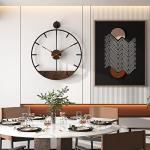 DAYDAYART Modern Wood Walnut Dial Wall Clock, Large Simple Wall Decor Metal Frame Silent Non Ticking Clock for Living Room Decor, Kitchen, Bedroom, Study Decoration, Handmade Home Gift Idea, 15.8 in