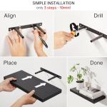 BAYKA Floating Shelves for Wall, Wall Mounted Rustic Wood Shelves for Bathroom, Bedroom, Living Room, Kitchen, Hanging Shelf for Books/Storage/Room Decor with 22lbs Capacity (Black, Set of 3, 15.7in)