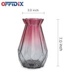 OFFIDIX Glass Vase Gradient Multicolor with Geometric Faceted Design Floral Vase for Weddings, Events, Decorating, Arrangements, Flowers, Office, or Home Decor