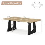 Tribesigns Large Dining Table for 6-8 People, 70.9-Inch Wood Rustic Rectangular Table with Black Wooden Legs, Farmhouse Center Kitchen Table for Dining Room, Living Room, Home Furniture, Oak and Black
