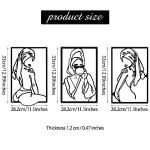 CHENGU 3 Pieces Metal Minimalist Abstract Woman Wall Art Line Drawing Wall Art Decor Single Line Female Home Hanging for Kitchen Bathroom Living Room