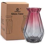 OFFIDIX Glass Vase Gradient Multicolor with Geometric Faceted Design Floral Vase for Weddings, Events, Decorating, Arrangements, Flowers, Office, or Home Decor